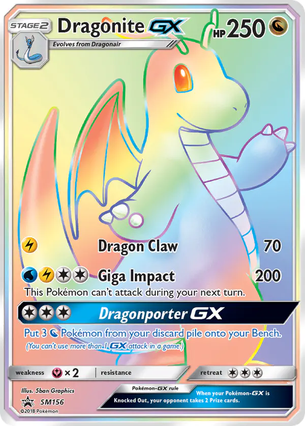 Carta Dragonite GX SM156 de SM Black Star Promos