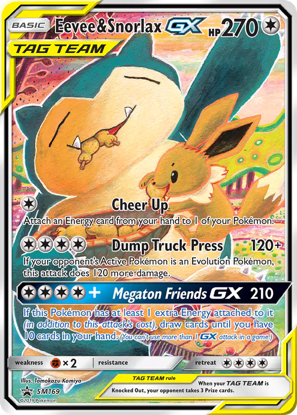 Carta Eevee & Snorlax GX SM169 de SM Black Star Promos
