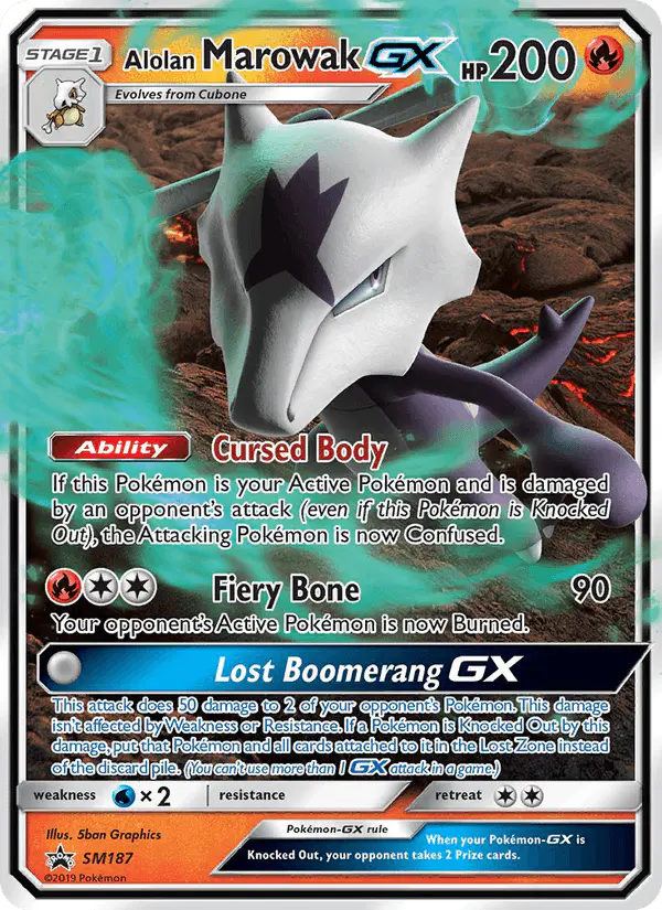 Carta Alolan Marowak GX SM187 de SM Black Star Promos