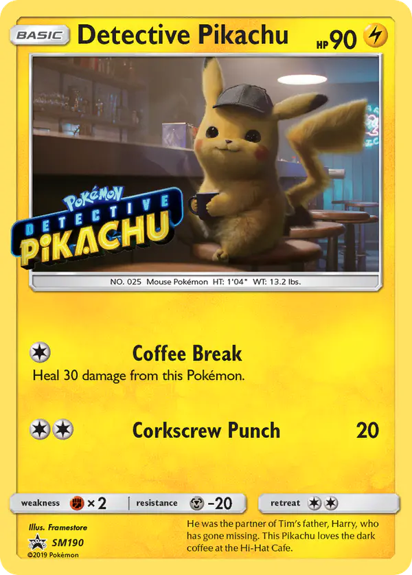 Carta Detective Pikachu SM190 de SM Black Star Promos