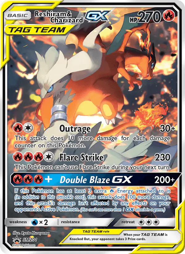 Carta Reshiram & Charizard GX SM201 de SM Black Star Promos