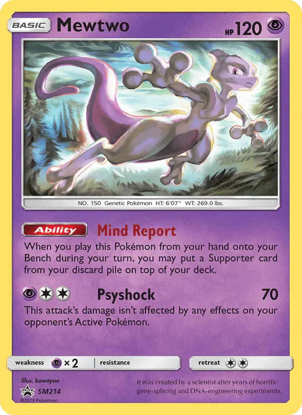 Carta Mewtwo SM214 de SM Black Star Promos
