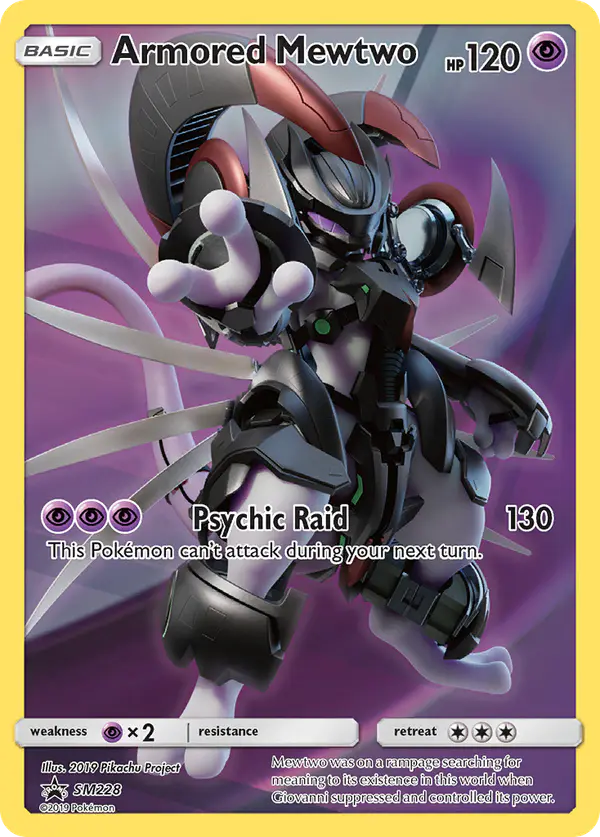 Carta Armored Mewtwo SM228 de SM Black Star Promos