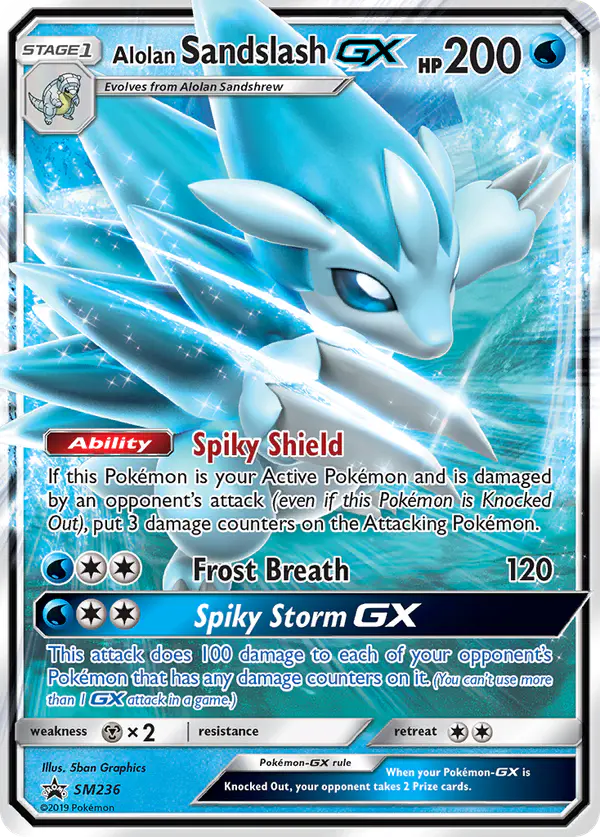 Carta Alolan Sandslash GX SM236 de SM Black Star Promos