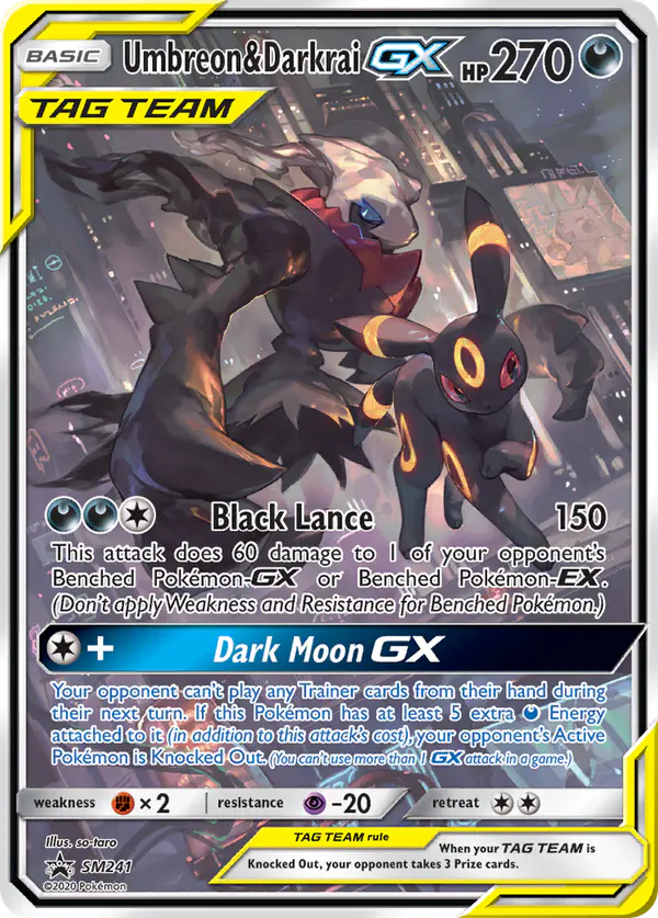 Carta Umbreon & Darkrai GX SM241 de SM Black Star Promos