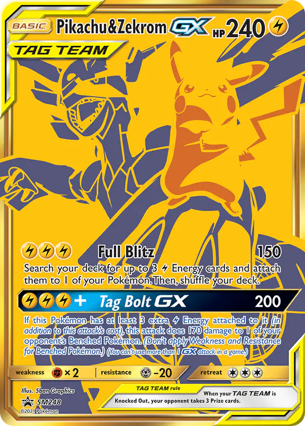Carta Pikachu & Zekrom GX SM248 de SM Black Star Promos