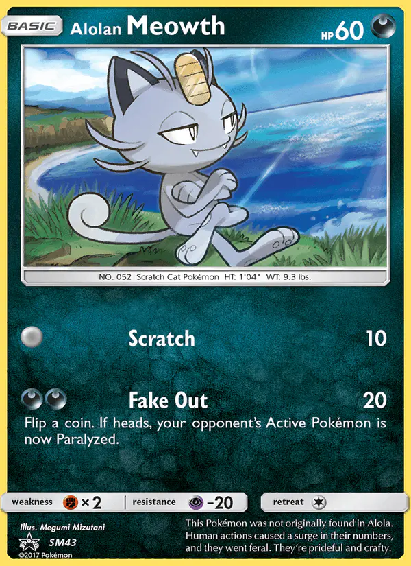 Carta Alolan Meowth SM43 de SM Black Star Promos
