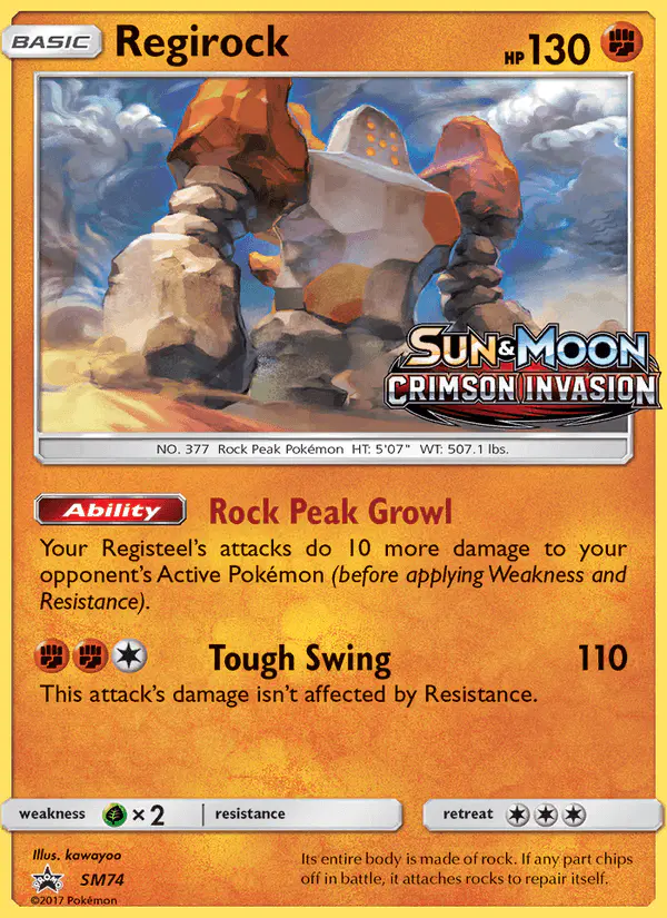 Carta Regirock SM74 de SM Black Star Promos