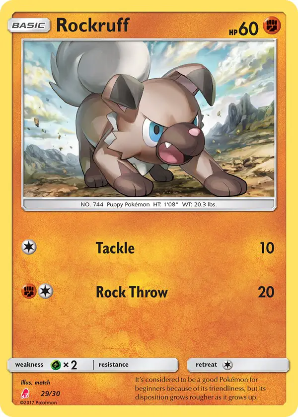 Carta Rockruff 29/30 de SM trainer Kit (Lycanroc)