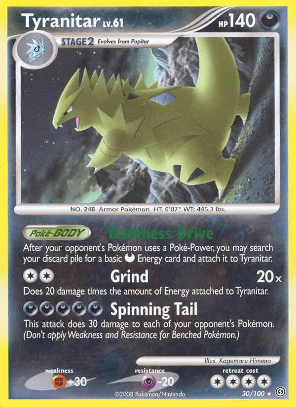 Carta Tyranitar 30/100 de Stormfront