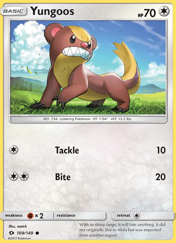 Carta Yungoos 109/149 de Sun & Moon