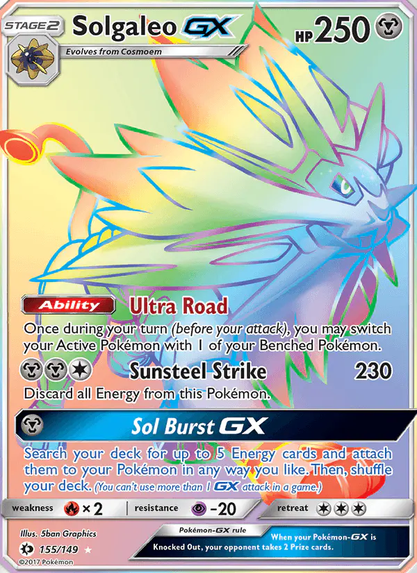 Carta Solgaleo GX 155/149 de Sun & Moon