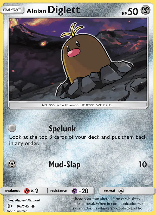 Carta Alolan Diglett 86/149 de Sun & Moon