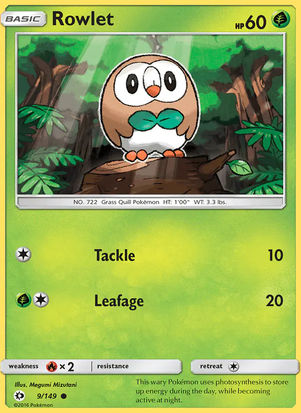 Carta Rowlet 9/149 de Sun & Moon