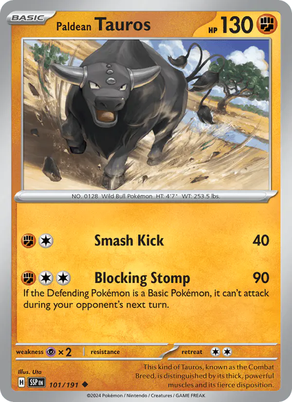 Carta Paldean Tauros 101/191 de Surging Sparks