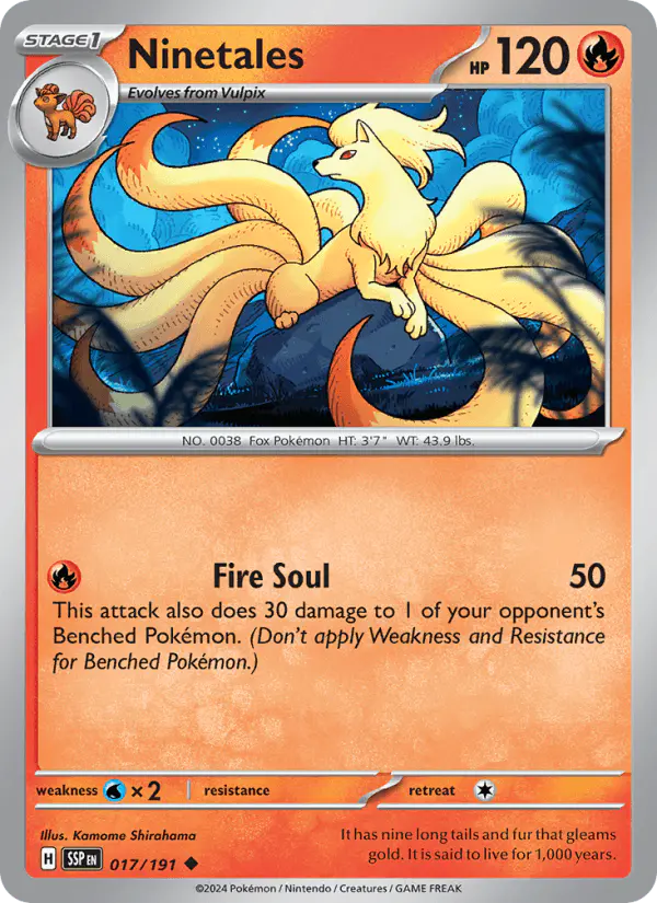 Carta Ninetales 017/191 de Surging Sparks