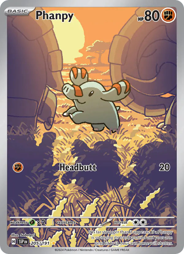 Carta Phanpy 205/191 de Surging Sparks