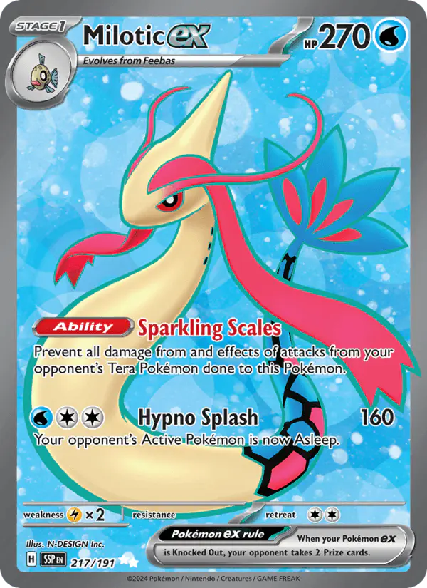 Carta Milotic ex 217/191 de Surging Sparks