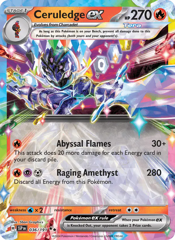 Carta Ceruledge ex 036/191 de Surging Sparks