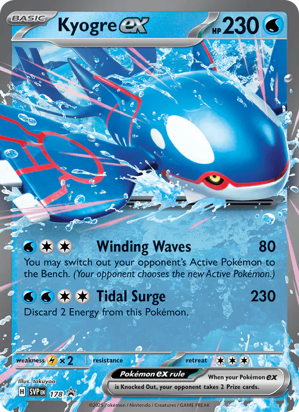 Carta Kyogre ex #178 de SVP Black Star Promos