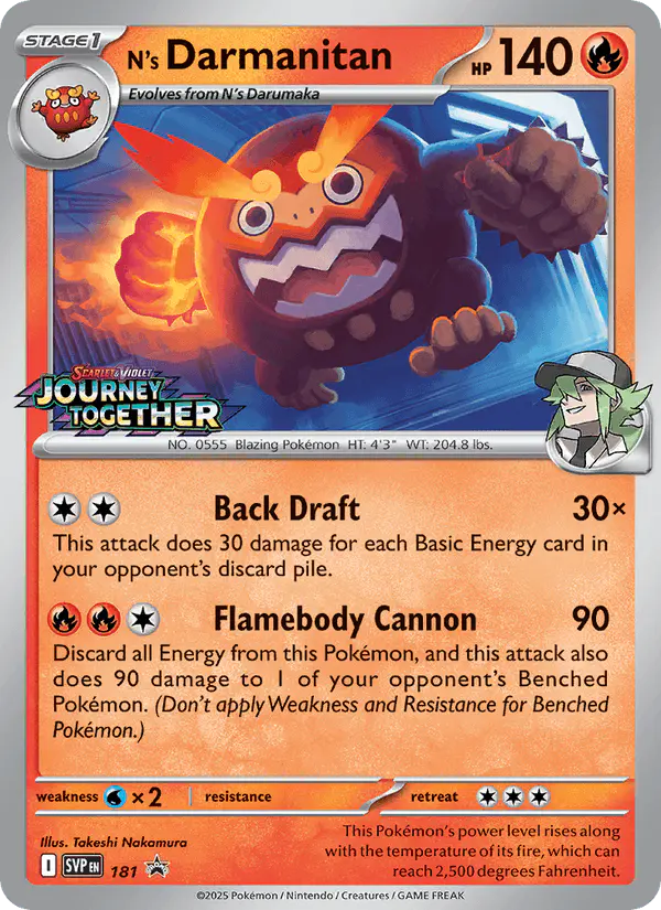 Carta N's Darmanitan #181 de SVP Black Star Promos