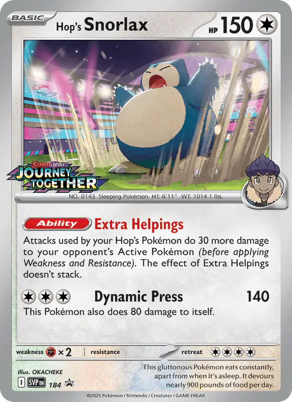 Carta Hop's Snorlax #184 de SVP Black Star Promos