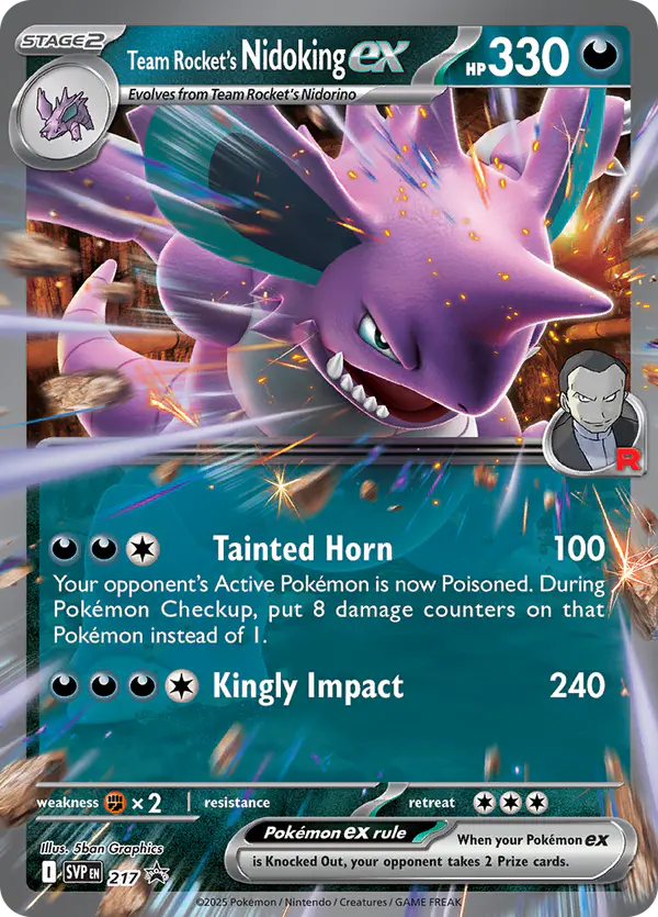 Carta Team Rocket's Nidoking ex #217 de SVP Black Star Promos