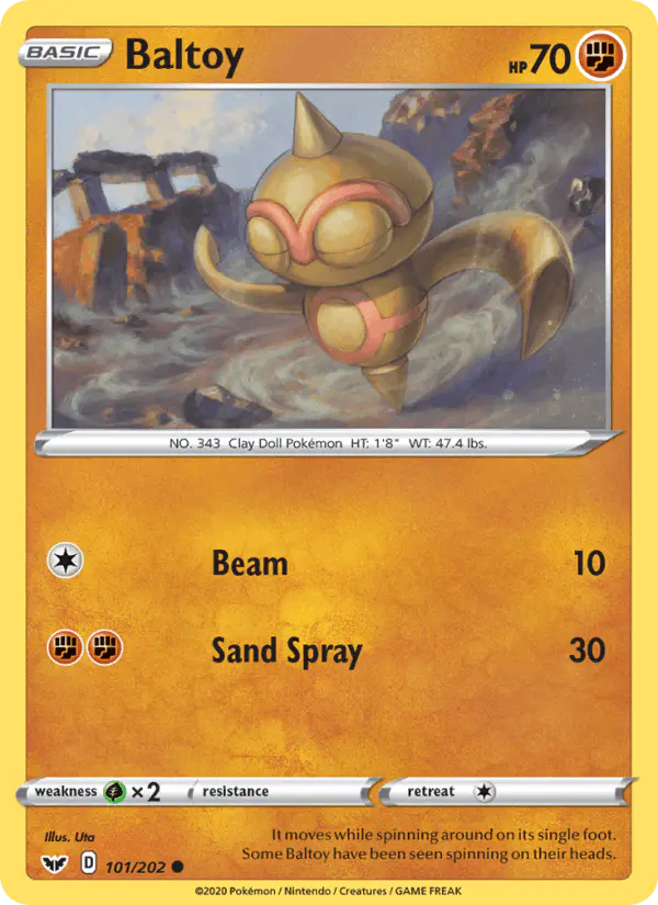 Carta Baltoy 101/202 de Sword & Shield