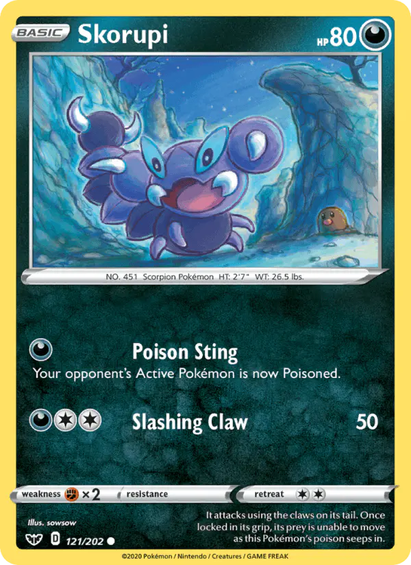 Carta Skorupi 121/202 de Sword & Shield