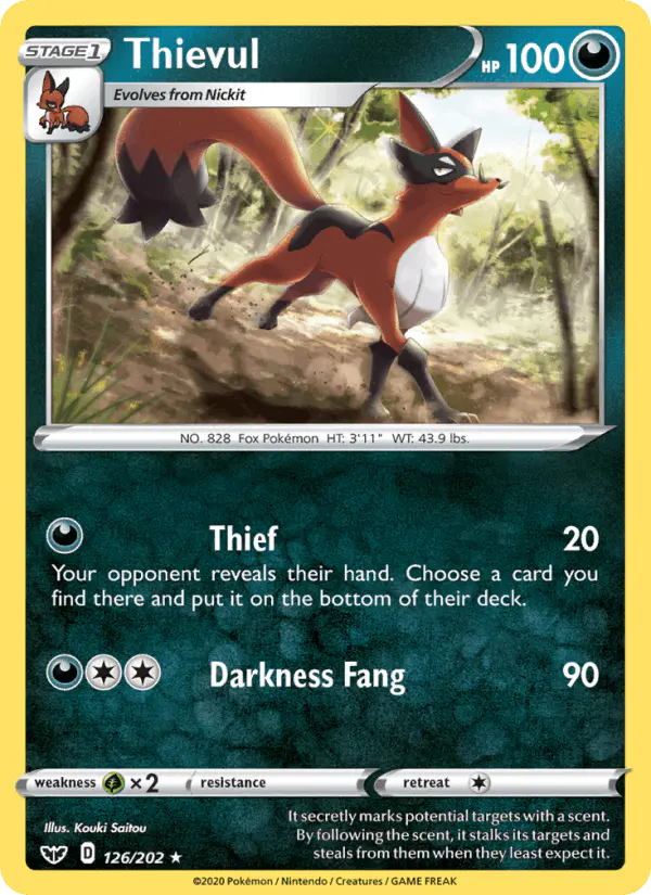 Carta Thievul 126/202 de Sword & Shield