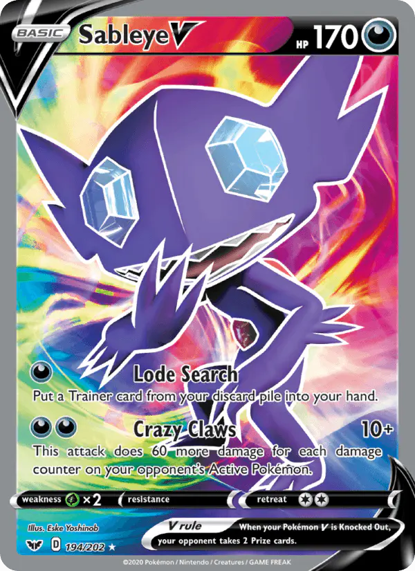 Carta Sableye V 194/202 de Sword & Shield