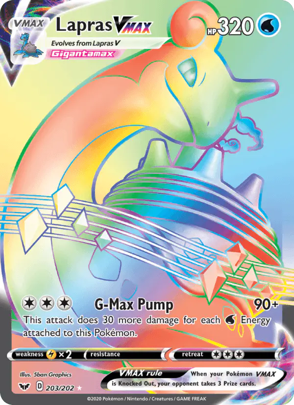 Carta Lapras VMAX 203/202 de Sword & Shield
