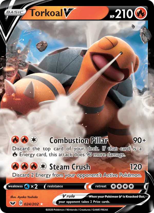 Carta Torkoal V 024/202 de Sword & Shield
