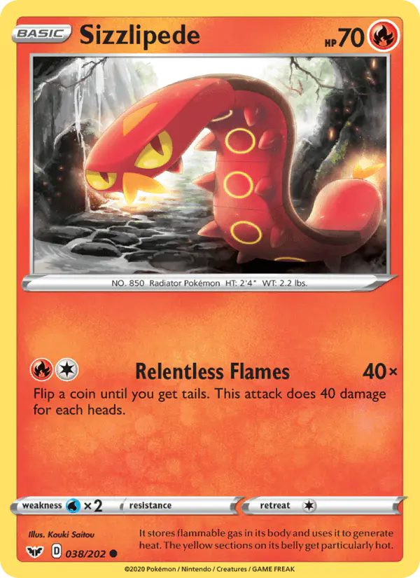 Carta Sizzlipede 038/202 de Sword & Shield