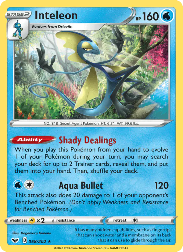 Carta Inteleon 058/202 de Sword & Shield
