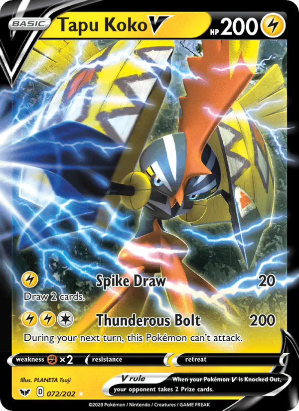 Carta Tapu Koko V 072/202 de Sword & Shield