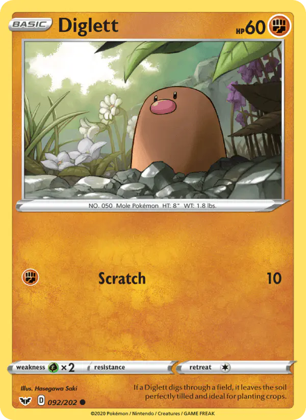 Carta Diglett 092/202 de Sword & Shield