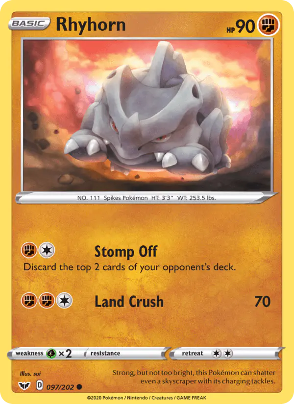 Carta Rhyhorn 097/202 de Sword & Shield