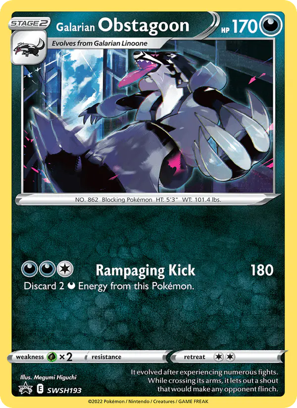 Carta Galarian Obstagoon SWSH193 de SWSH Black Star Promos