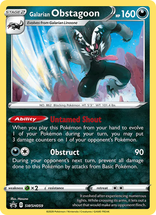 Carta Galarian Obstagoon SWSH059 de SWSH Black Star Promos