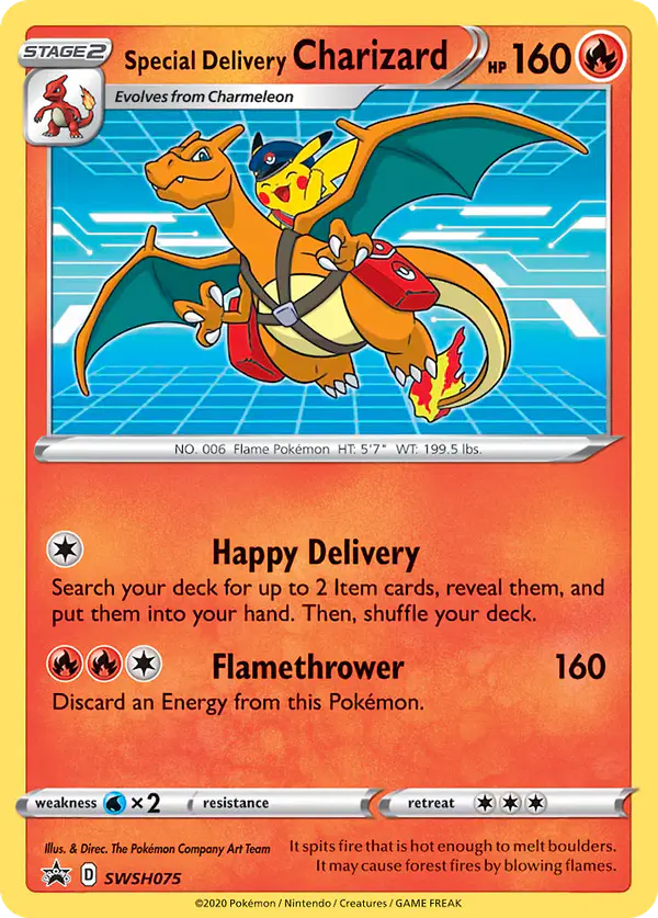 Carta Special Delivery Charizard SWSH075 de SWSH Black Star Promos