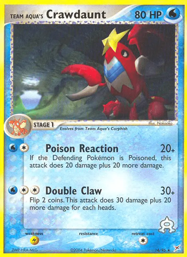 Carta Team Aqua's Crawdaunt 14/95 de Team Magma vs Team Aqua