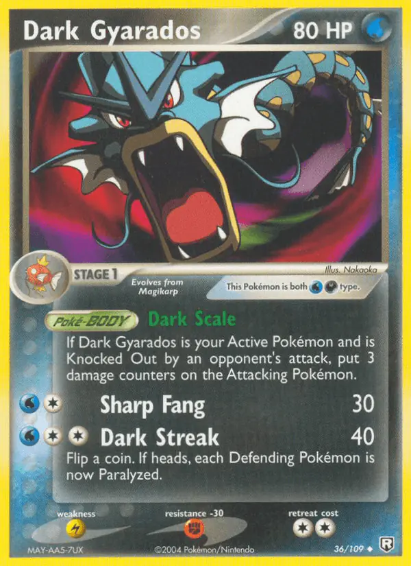 Carta Dark Gyarados 36/109 de Team Rocket Returns