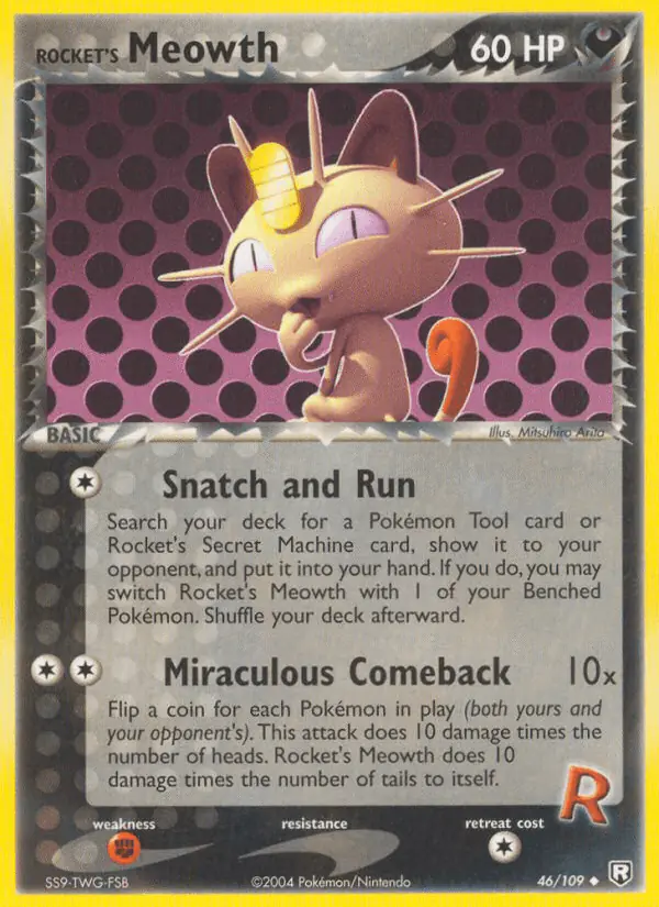 Carta Rocket's Meowth 46/109 de Team Rocket Returns