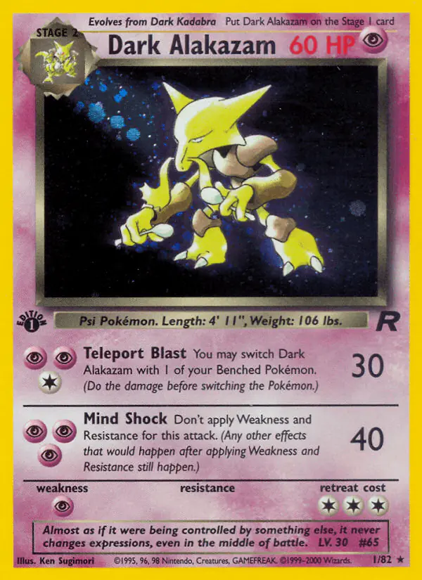Carta Dark Alakazam 1/82 de Team Rocket