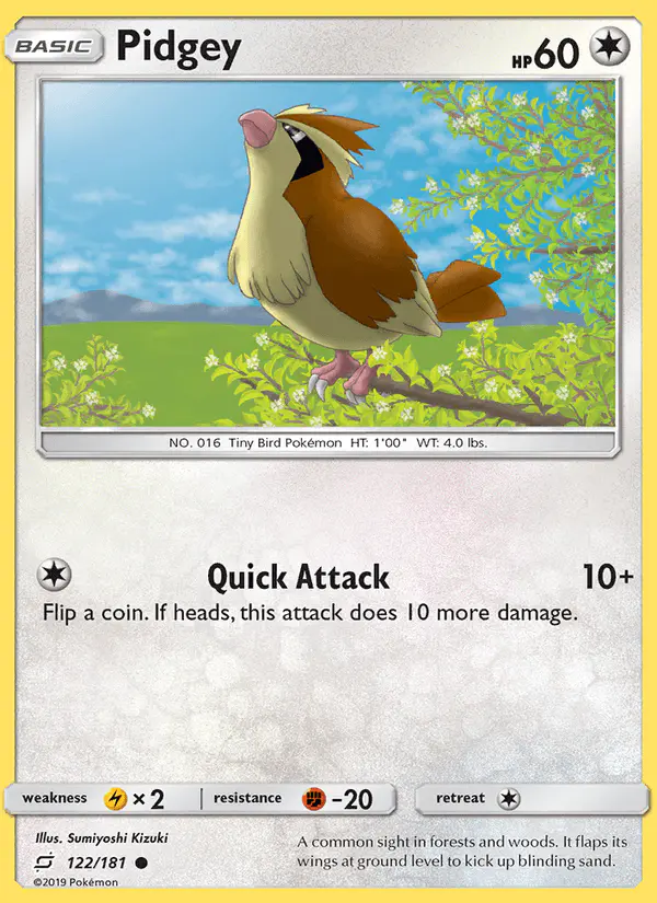 Carta Pidgey 122/181 de Team Up