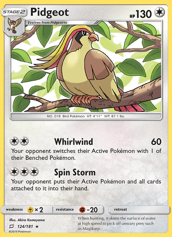 Carta Pidgeot 124/181 de Team Up