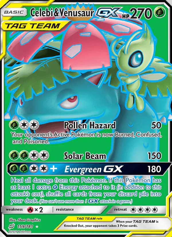 Carta Celebi & Venusaur GX 159/181 de Team Up