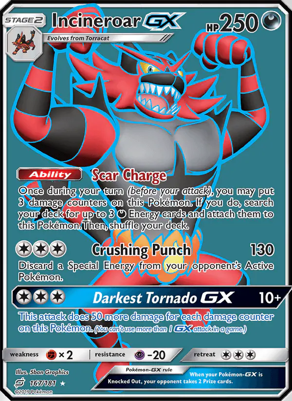 Carta Incineroar GX 167/181 de Team Up