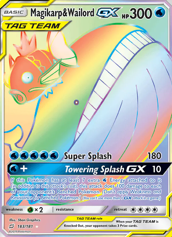 Carta Magikarp & Wailord GX 183/181 de Team Up